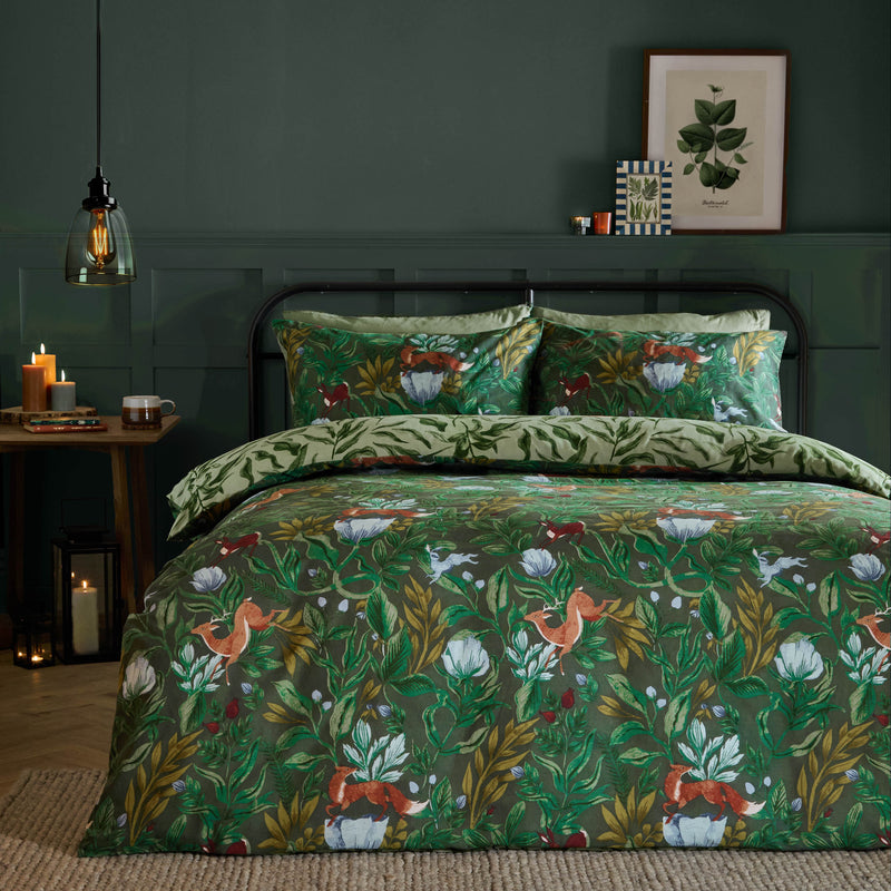  Bedding  - Into The Woods  Duvet Cover Set Forest Green Furn