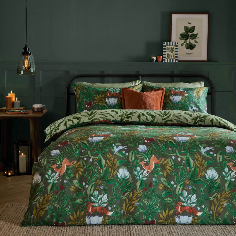  Bedding  - Into The Woods  Duvet Cover Set Forest Green Furn