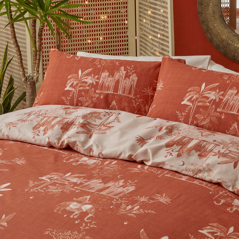 Global Red Bedding - Jaipur Elephant Duvet Cover Set Paprika Furn