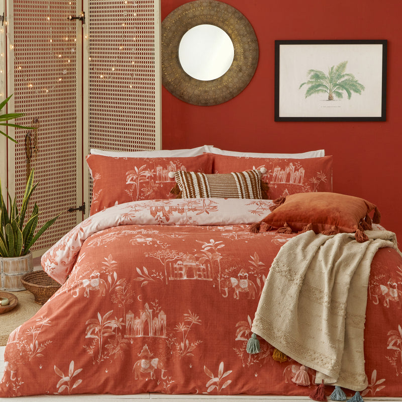 Global Red Bedding - Jaipur Elephant Duvet Cover Set Paprika Furn