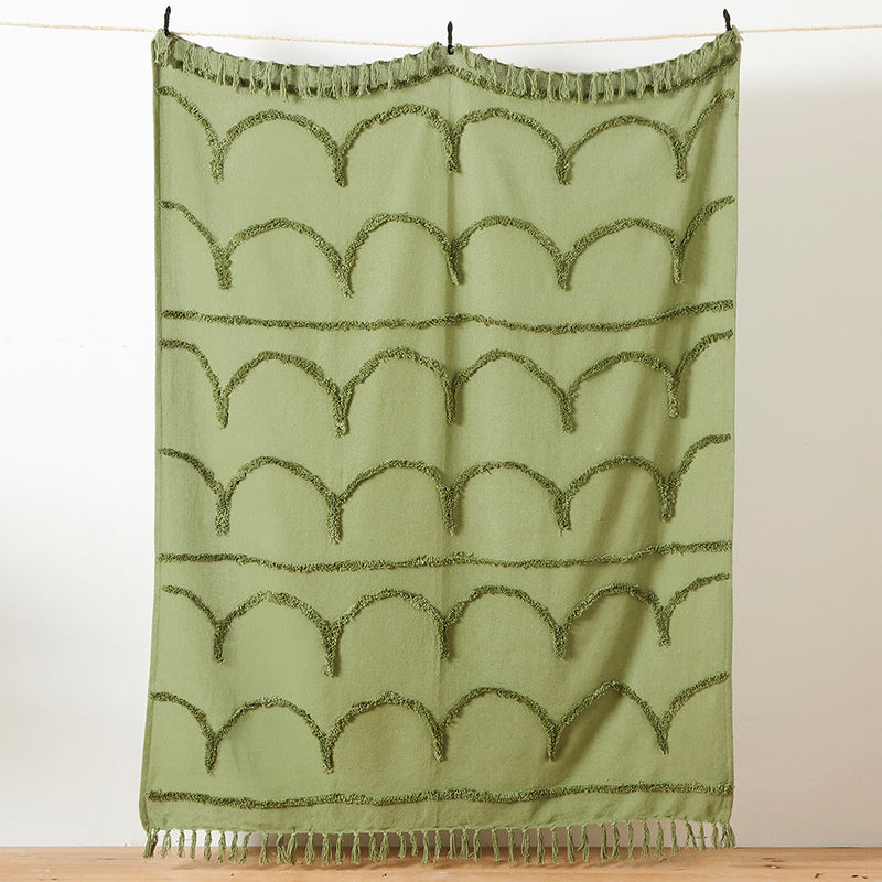 furn. Jakarta Tufted Throw in Moss Green