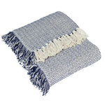 Geometric Blue Throws - Jasper Herringbone Throw Navy Furn