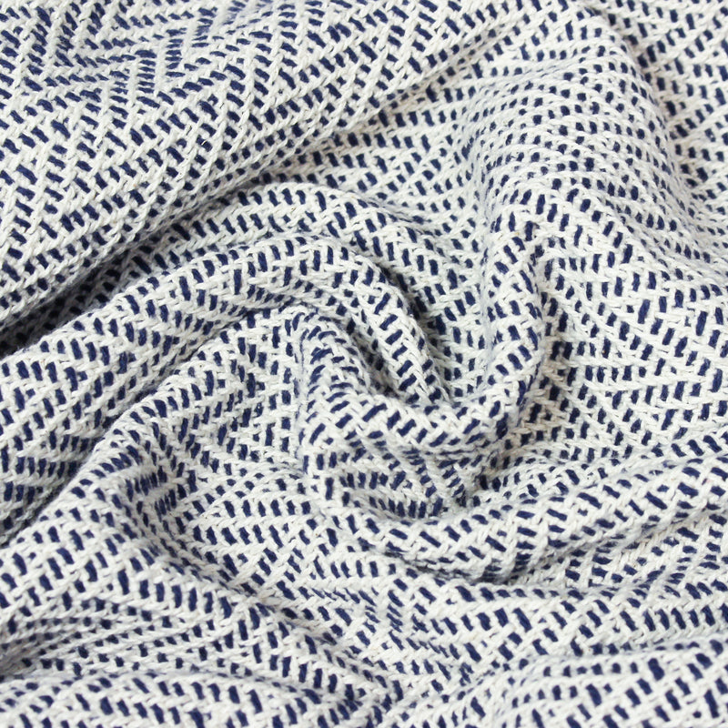 Geometric Blue Throws - Jasper Herringbone Throw Navy Furn