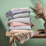 Striped Green Throws - Jasper Herringbone Throw Sage Furn