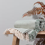 Striped Green Throws - Jasper Herringbone Throw Sage Furn