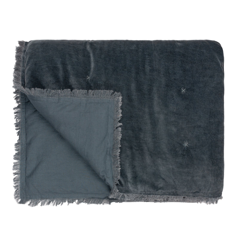 Yard Jaye Cotton Velvet Filled Bedspreads in Slate