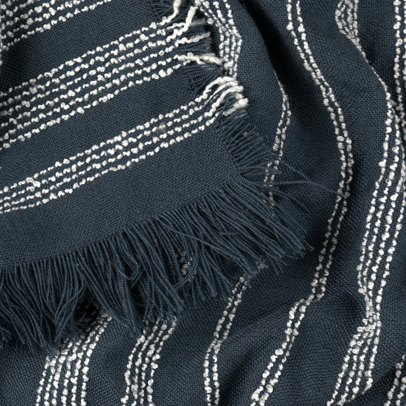 Striped Blue Throws - Jour Woven Fringed Throw Dusk Hoem