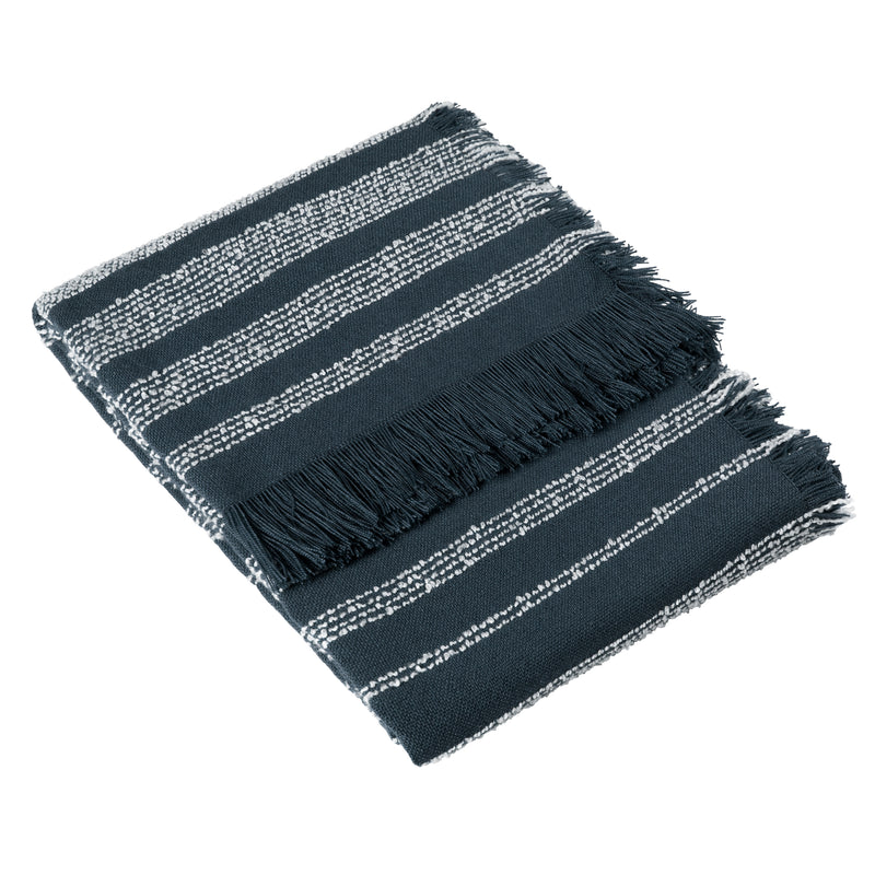 Striped Blue Throws - Jour Woven Fringed Throw Dusk Hoem