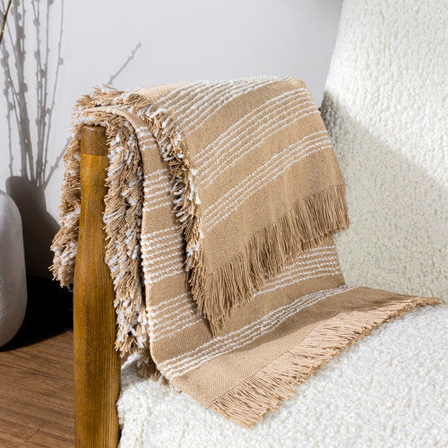 HÖEM Jour Woven Fringed Throw in Nougat