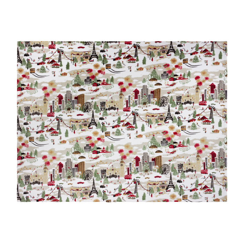 Global Cream Throws  - Joy To All Printed Fleece Throw Cream furn.