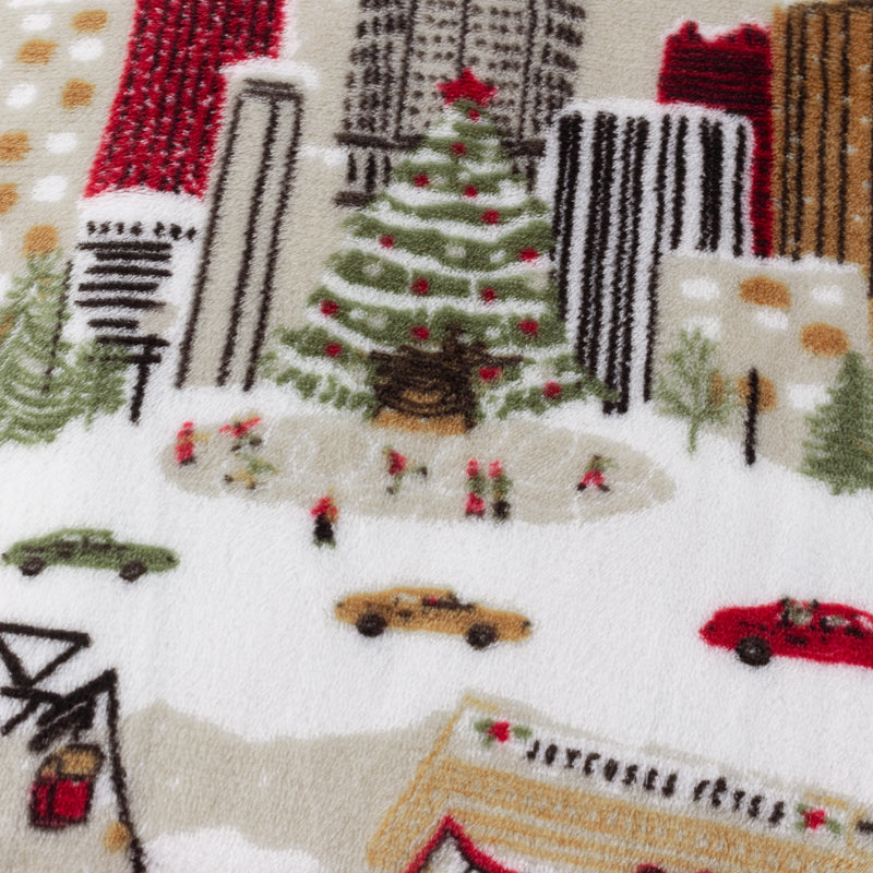 Global Cream Throws  - Joy To All Printed Fleece Throw Cream furn.