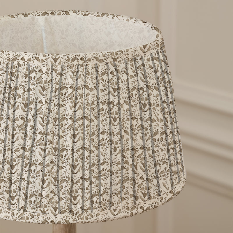 Floral Beige Lighting - Juna Pleated Tapered Lamp Shade Stone Voyage Maison