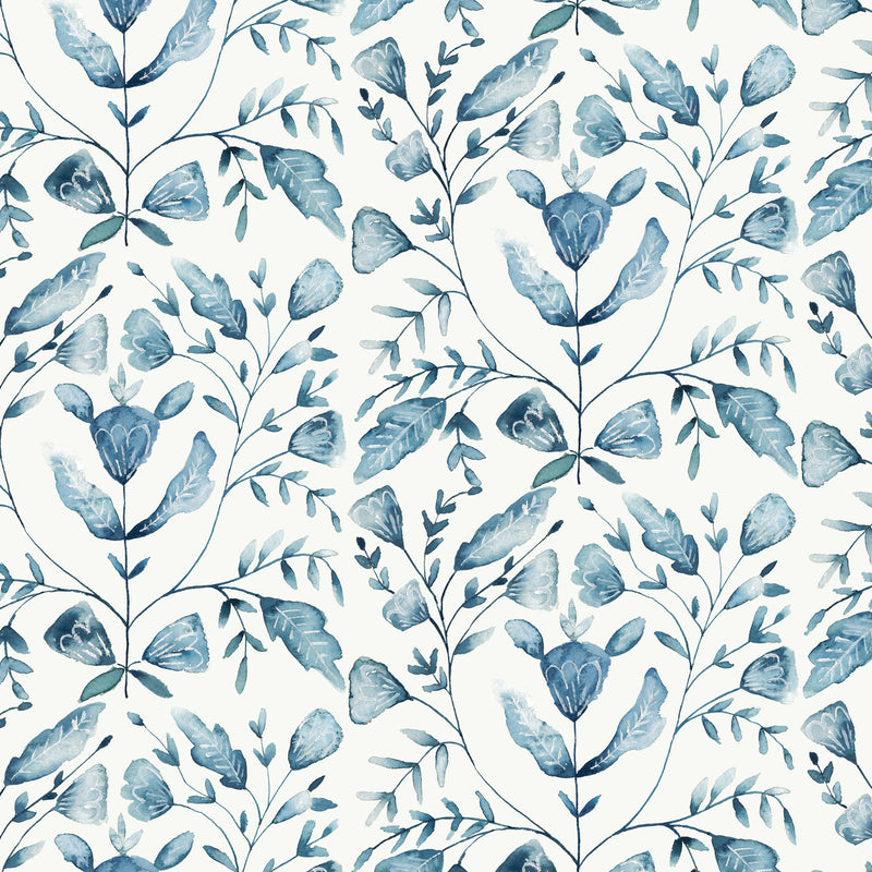 Abstract Blue Wallpaper - Juna  1.4m Wide Width Wallpaper (By The Metre) Denim Voyage Maison