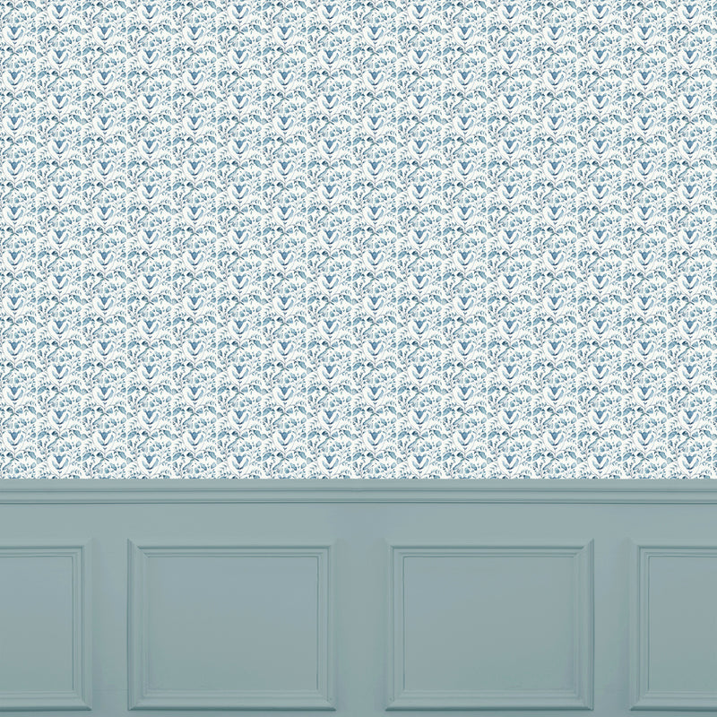 Abstract Blue Wallpaper - Juna  1.4m Wide Width Wallpaper (By The Metre) Denim Voyage Maison