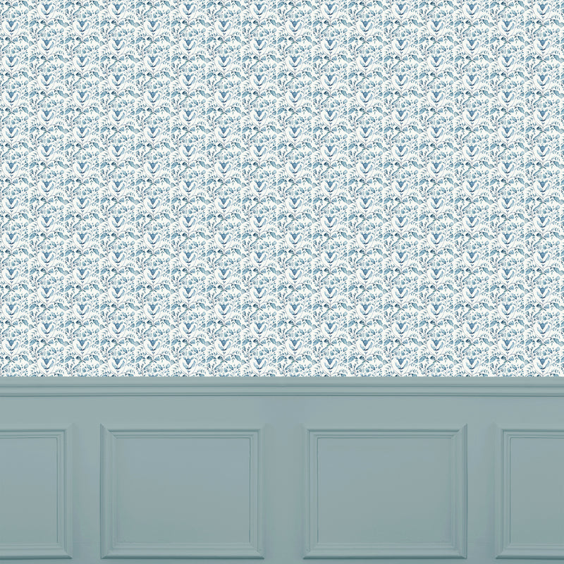 Abstract Blue Wallpaper - Juna  1.4m Wide Width Wallpaper (By The Metre) Denim Voyage Maison