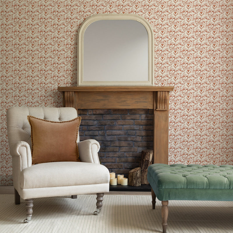 Abstract Orange Wallpaper - Juna  1.4m Wide Width Wallpaper (By The Metre) Terracotta Voyage Maison