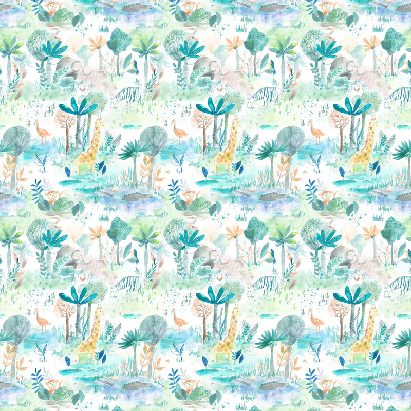 Voyage Maison Jungle Fun 1.4m Wide Width Wallpaper in Aqua