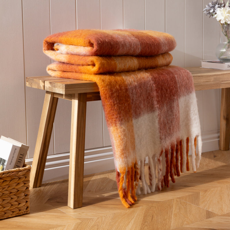 Check Orange Throws - Juno  Throw Cinnamon furn.