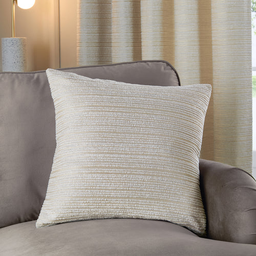 Plain Cream Cushions - Jupiter Chenille Jacquard Cushion Cover Ivory/Gold Paoletti