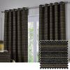 Plain Black Curtains - Jupiter Fully Lined Chenille Jacquard Eyelet Curtains Black/Gold Paoletti