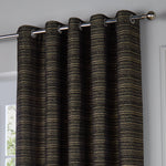 Plain Black Curtains - Jupiter Chenille Jacquard Eyelet Curtains Black/Gold Paoletti