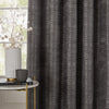 Plain Grey Curtains - Jupiter Chenille Jacquard Eyelet Curtains Graphite Paoletti