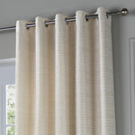 Plain Cream Curtains - Jupiter Chenille Jacquard Eyelet Curtains Ivory/Gold Paoletti