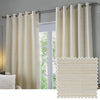Plain Cream Curtains - Jupiter Chenille Jacquard Eyelet Curtains Ivory/Gold Paoletti