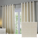 Plain Cream Curtains - Jupiter Chenille Jacquard Eyelet Curtains Ivory/Gold Paoletti