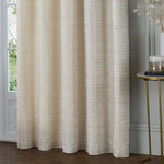 Plain Cream Curtains - Jupiter Chenille Jacquard Eyelet Curtains Ivory/Gold Paoletti