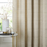 Plain Cream Curtains - Jupiter Chenille Jacquard Eyelet Curtains Ivory/Gold Paoletti