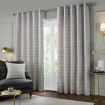 Plain Grey Curtains - Jupiter Chenille Jacquard Eyelet Curtains Silver Paoletti