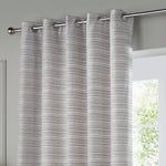 Plain Grey Curtains - Jupiter Chenille Jacquard Eyelet Curtains Silver Paoletti