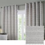 Plain Grey Curtains - Jupiter Chenille Jacquard Eyelet Curtains Silver Paoletti