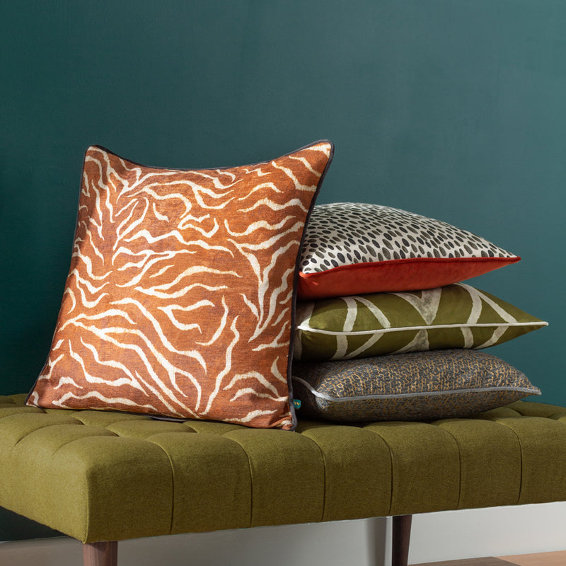 Wylder Jurong Tiger Chenille Cushion Cover in Rust