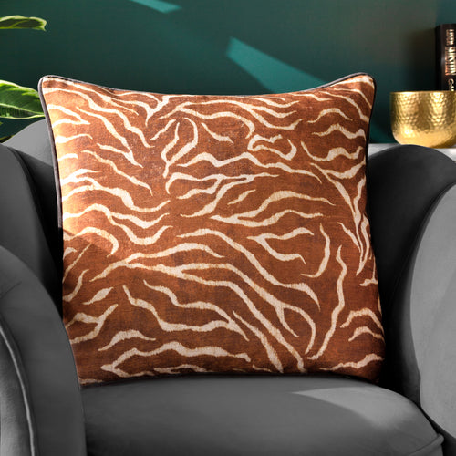 Wylder Jurong Tiger Chenille Cushion Cover in Rust