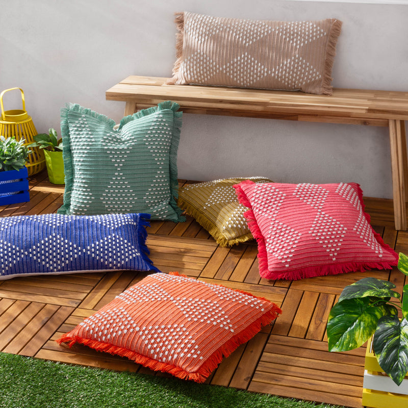 Geometric Blue Cushions - Kadie Outdoor/Indoor Woven Cushion Cover Cobalt furn.