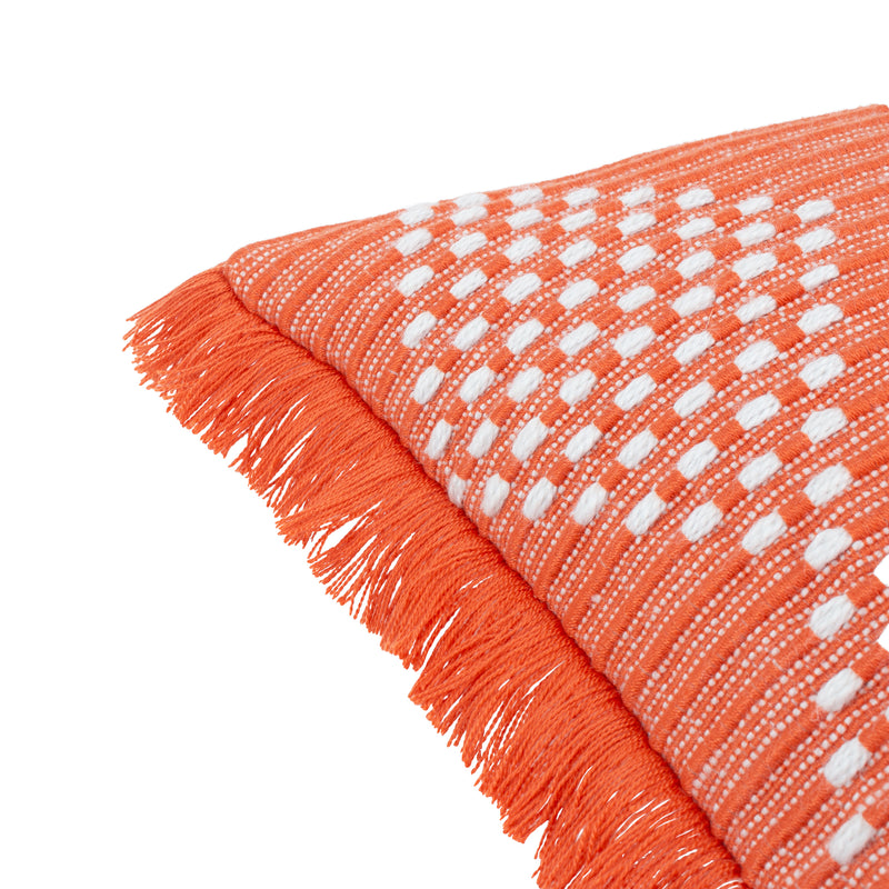 Geometric Orange Cushions - Kadie Outdoor/Indoor Woven Cushion Cover Orange furn.