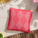 Geometric Pink Cushions - Kadie Outdoor/Indoor Woven Cushion Cover Pink furn.