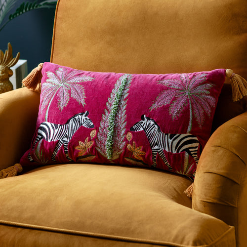 Animal Multi Cushions - Kalahari Embroidered Velvet Cushion Cover Multicolour Wylder Tropics