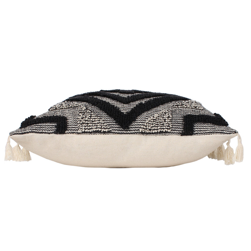 furn. Kalai Tuft Tasselled Cushion Cover in Black