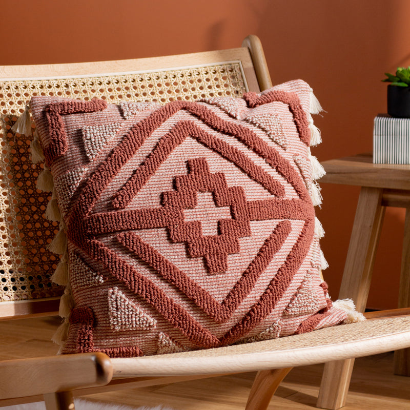 furn. Kalai Tuft Tasselled Cushion Cover in Brick