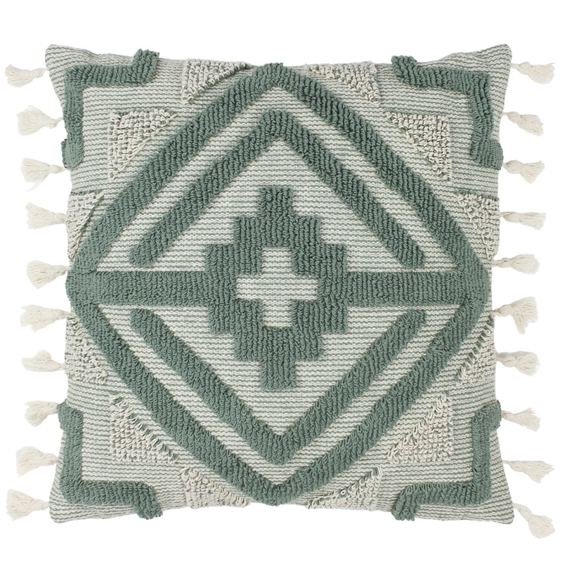 furn. Kalai Tuft Tasselled Cushion Cover in Eucalyptus