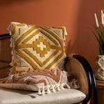 furn. Kalai Tuft Tasselled Cushion Cover in Mustard