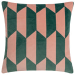 furn. Kalho Geometric Velvet Cushion Cover in Pink/Green