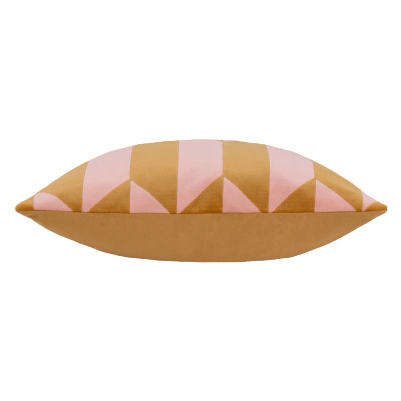 furn. Kalho Geometric Velvet Cushion Cover in Pink/Ochre