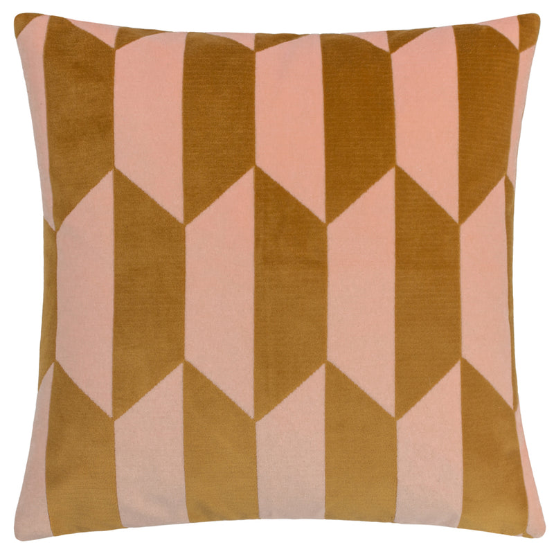 furn. Kalho Geometric Velvet Cushion Cover in Pink/Ochre