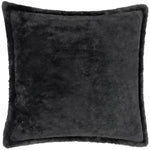 Plain Black Cushions - Kallu Faux Fur Cushion Cover Black furn.