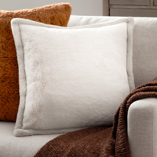 Plain White Cushions - Kallu Faux Fur Cushion Cover Ecru furn.