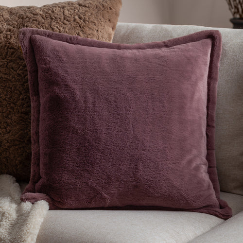 Plain Purple Cushions - Kallu Faux Fur Cushion Cover Mulberry Furn